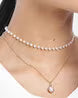Layered Golden Hanging Pearl Pendant Charm Necklace Perfect For Dailywear
