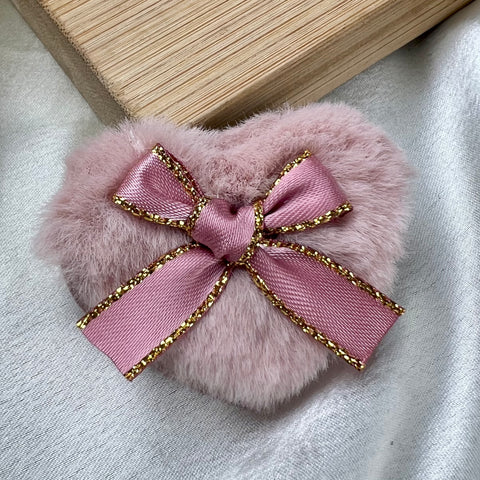 High Quality Pink Feather Heart Designed Hair Clip