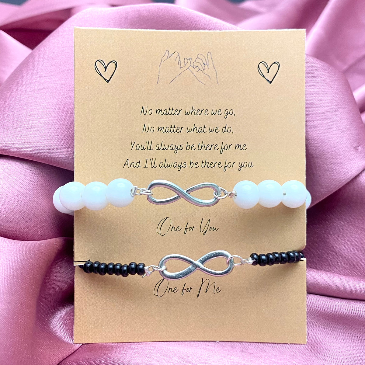 Oralia Affordable Pink & Black Beads Couple Bracelet Oralia India