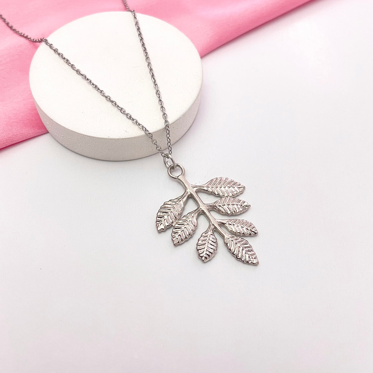 Affordable Waterproof Silver Leaf Minimal Card Necklace– Oralia India
