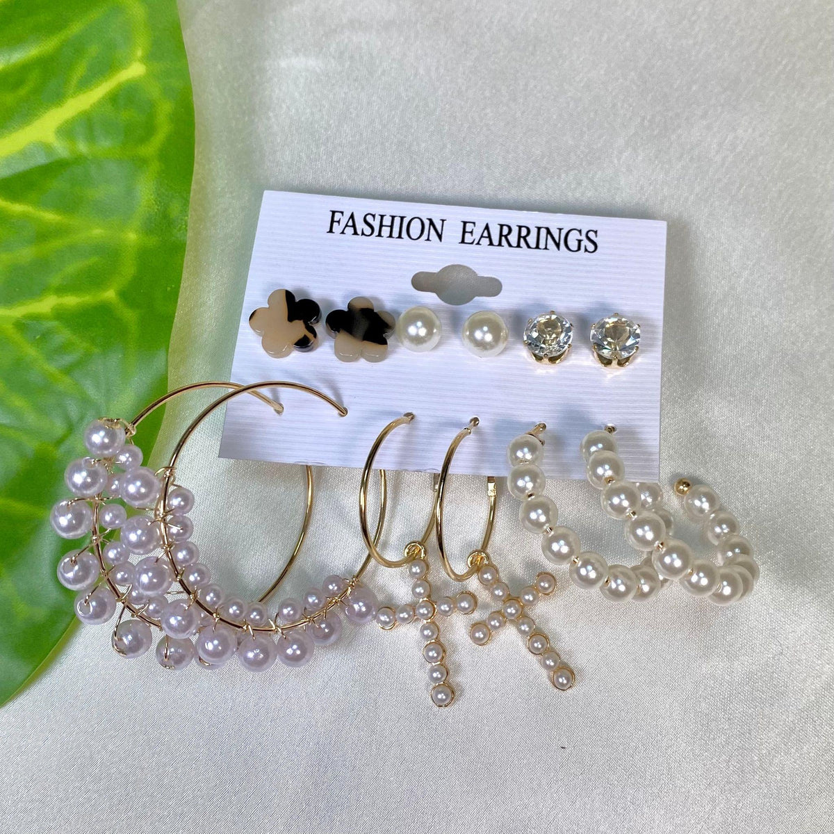 Affordable Golden Pearl Earrings Card Pack of 6 Oralia India