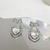 Korean Silver Bow Heart Drop Earrings