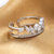 Adjustable Silver Stone Studded Leaf Designed Ring