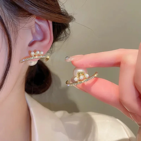 Korean Earring, Pearl, Earrings, Stone Studded, Korean Fashion, Pearl Drop Earring, Pearl Studs, Studs, Dailywear