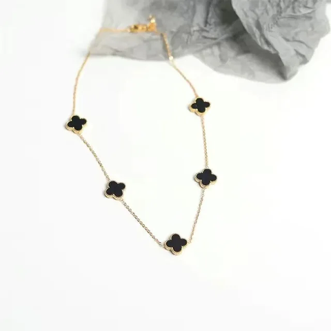 Affordable Pack Of 2 Black Clover Bracelet & Necklace Combo Perfect For Dailywear