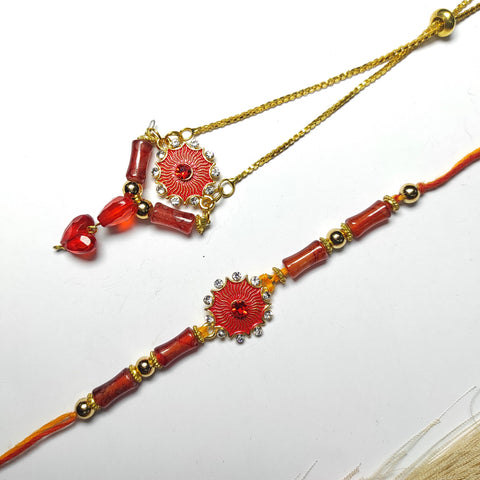 Cute Kundan Charm Bhaiya Bhabhi Rakhi Combo For Rakshabandhan