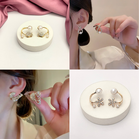 Korean earring, stone studded, pack of 4, combo jewelry, butterfly studs, flower studs, Pearl drop earring, Korean fashion