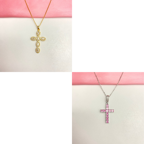 Stainless steel, dailywear, stone studded, golden, cross, necklace, premium