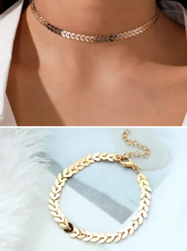 High Quality Arrow Chain Necklace & Bracelet Combo