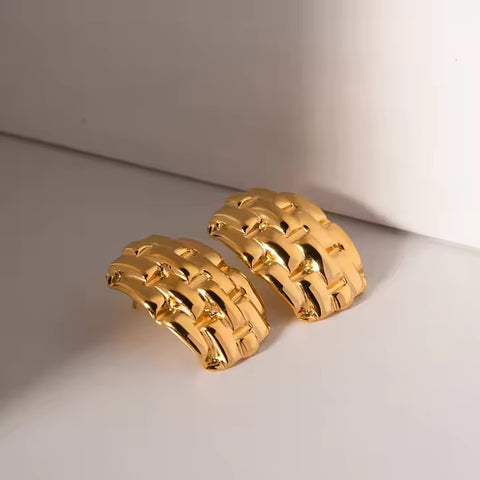 18k Gold Plated Stainless Steel Earring Stainless Steel Texture Earrings