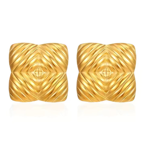 18K Gold-Plated Stainless Steel Square Stud Earrings