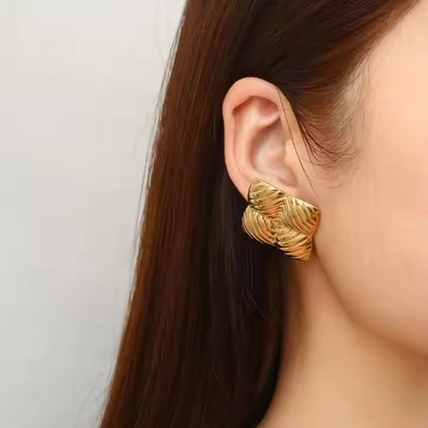 18K Gold-Plated Stainless Steel Square Stud Earrings