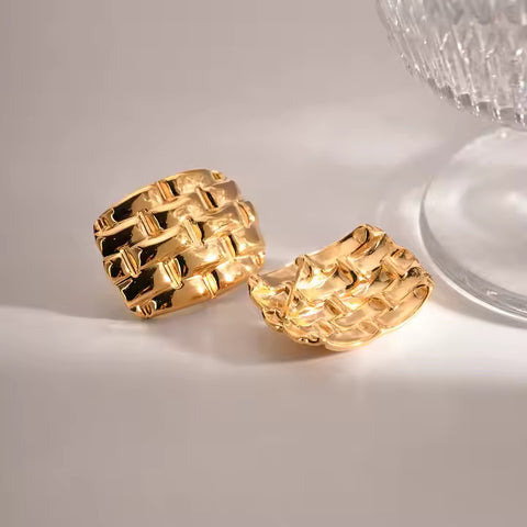 18k Gold Plated Stainless Steel Earring Stainless Steel Texture Earrings