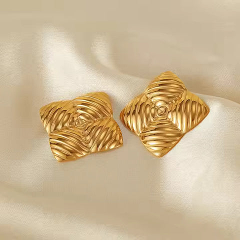 18K Gold-Plated Stainless Steel Square Stud Earrings