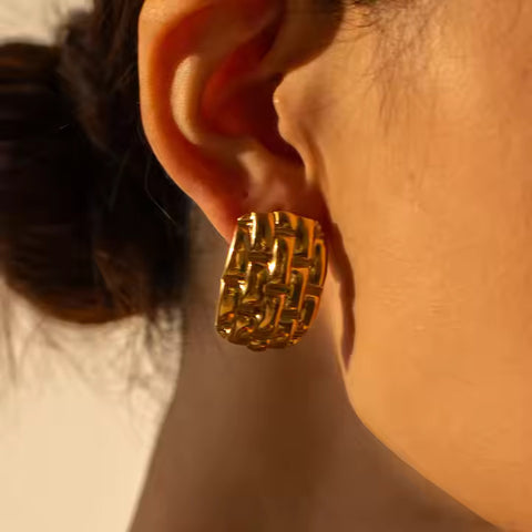 18k Gold Plated Stainless Steel Earring Stainless Steel Texture Earrings