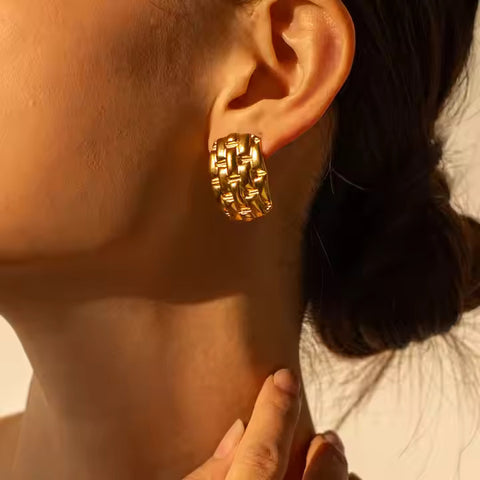 18k Gold Plated Stainless Steel Earring Stainless Steel Texture Earrings