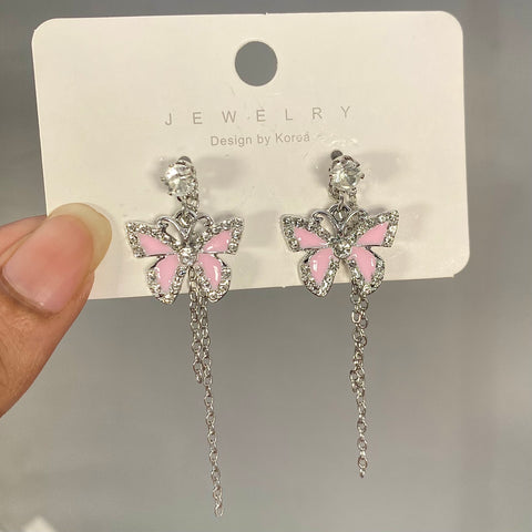 High Quality Pink Butterfly Korean Earrings