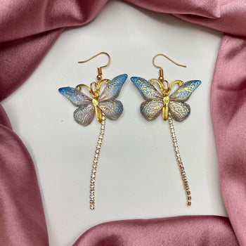 High Quality Blue Butterfly Korean Earrings