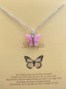 Dark Pink Acrylic Butterfly Necklace With Silver Stainless Steel Chain