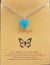 Waterproof Acrylic Blue Butterfly Charm Necklace With Stainless Steel Chain