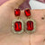 High Quality Red Stone Geometric Earrings