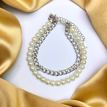 Double Layered Pearl Chain Bracelet