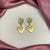 High Quality Golden Stone Studded Heart Shaped Earrings