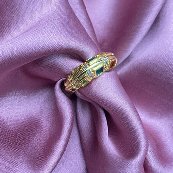 Multicolour Stone Studded Golden Copper Ring