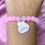 Cute Pink Adjustable BTS Cooky Character Glass Beads Bracelet