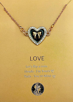 Waterproof Stone Studded Heart With Bow Charm Necklace