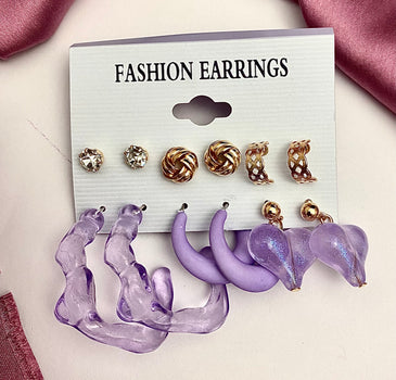 High Quality Lavender Pack Of 6 Earring Card 