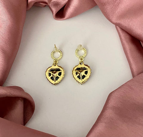 High Quality Black Crystal Heart Drop Korean Earrings