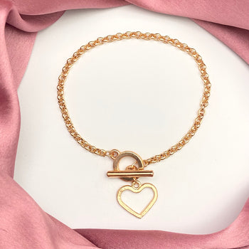 Golden Heart Charm Bracelet