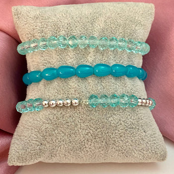 Adjustable Set Of 3 Crystal Beads Bracelet Combo