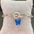 Simple Classic Silver Link Chain Bracelet With Acrylic Blue Butterfly