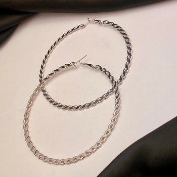 High Quality XXL Silver Gothic Hoops