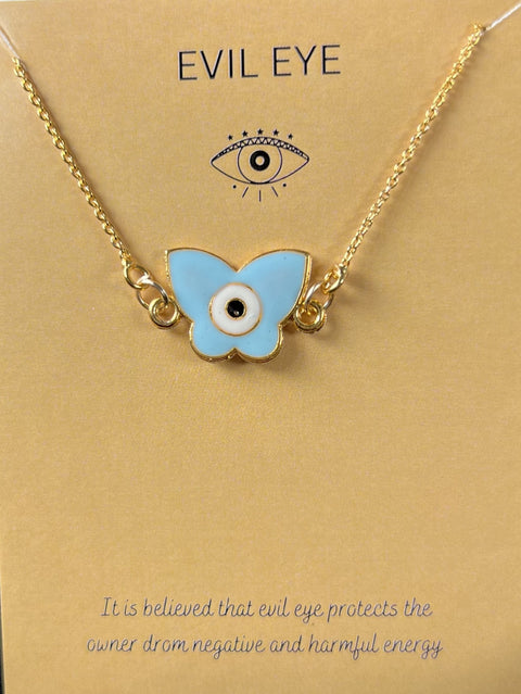 High Quality Butterfly Evil Eye Charm Necklace