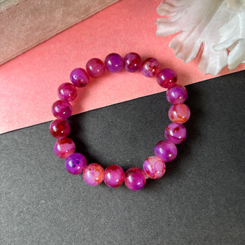 High Quality Red & Purple Tie-Dye Glass Beads Bracelet