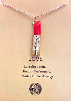 Waterproof Lipstick Charm Necklace (Rosegold Chain)