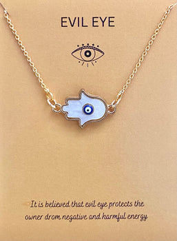 Waterproof Hamsa Hand Evil Eye Charm Necklace