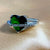 High Quality Adjustable Silver Green Heart Stone Friendship Copper Ring