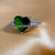 High Quality Adjustable Silver Green Heart Stone Friendship Copper Ring