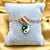 Simple Classic Slim Gold Link Chain Bracelet With Green Yin Yang Charm