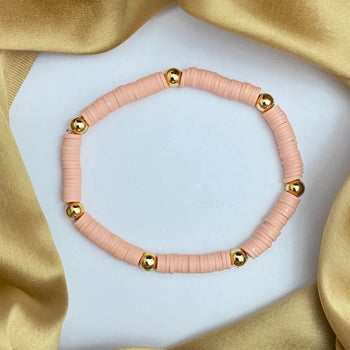 Clay Beads Bracelet With Golden Beads