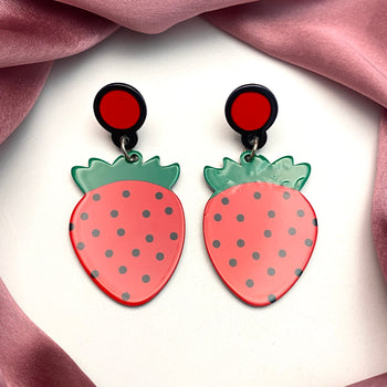 Red Strawberry Quirky Earrings