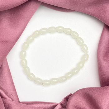 Adjustable White Teardrop Glass Beads Bracelet