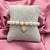 Adjustable Holographic Pearl Bracelet With Heart Charm
