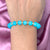 Adjustable Blue Glass Beads Bracelet With  Golden Beads