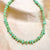 High Quality Unique Green Uncut Stone Necklace With Golden Beads