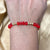 Stretchable Red Crystal Beads Bracelet With Golden Beads